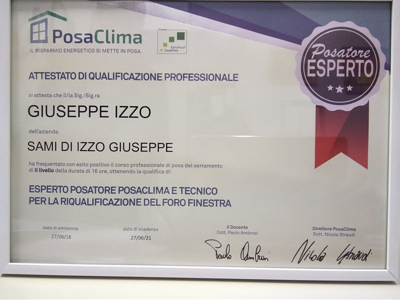 certificato posaclima